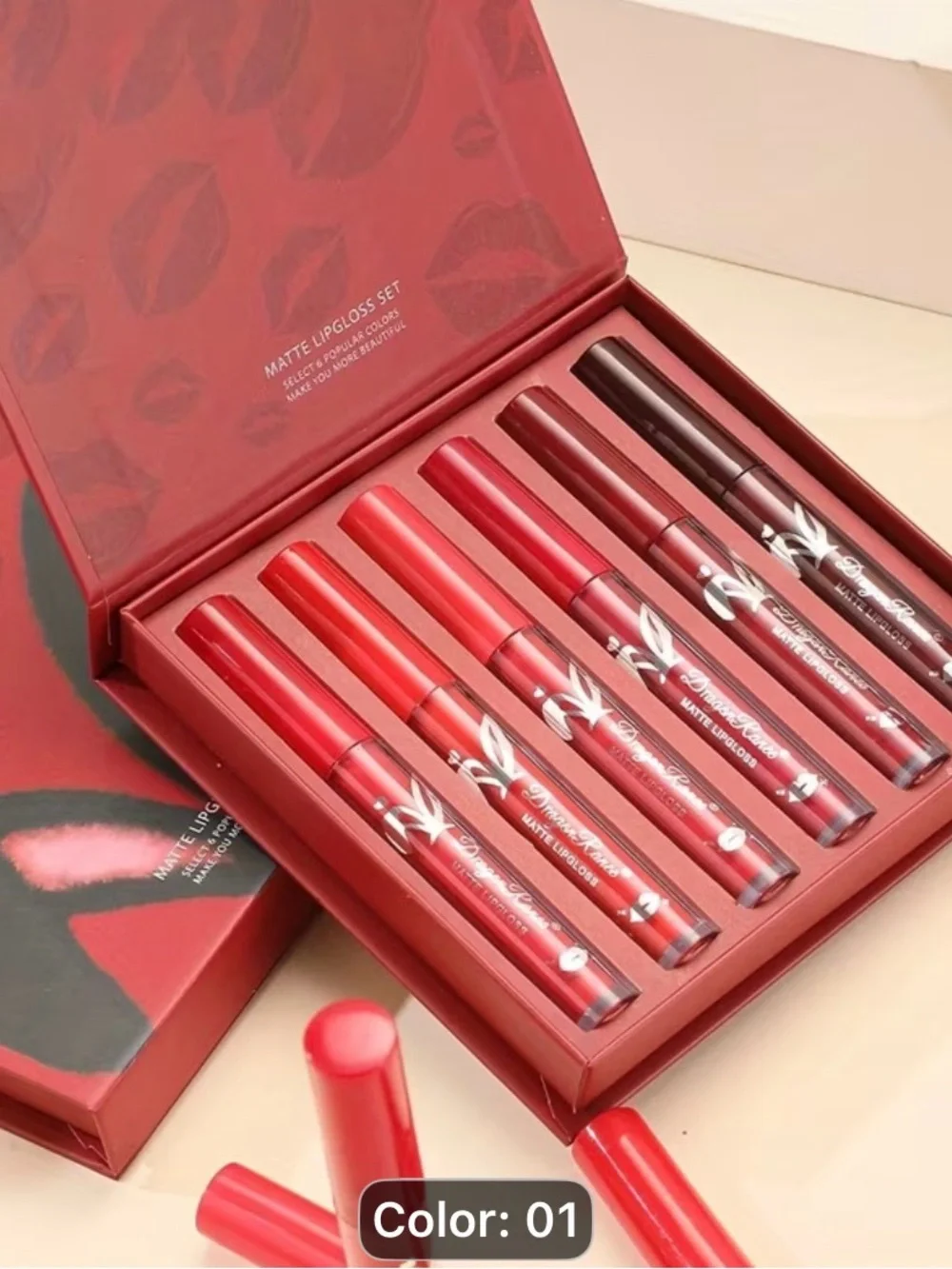 Pack of 6 Rabbit Matte Lipstick Set — Red Shades (Color 01)